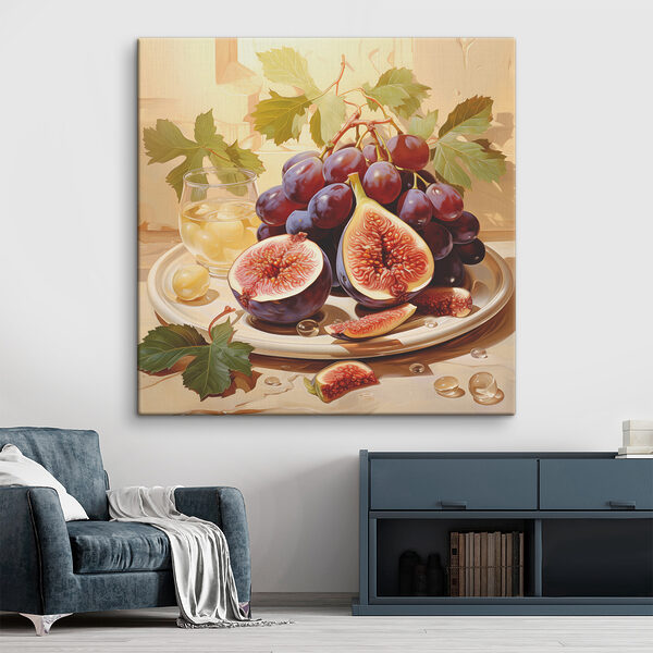A plate of figs and grapes