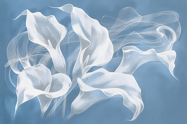 A white flowers on a blue background