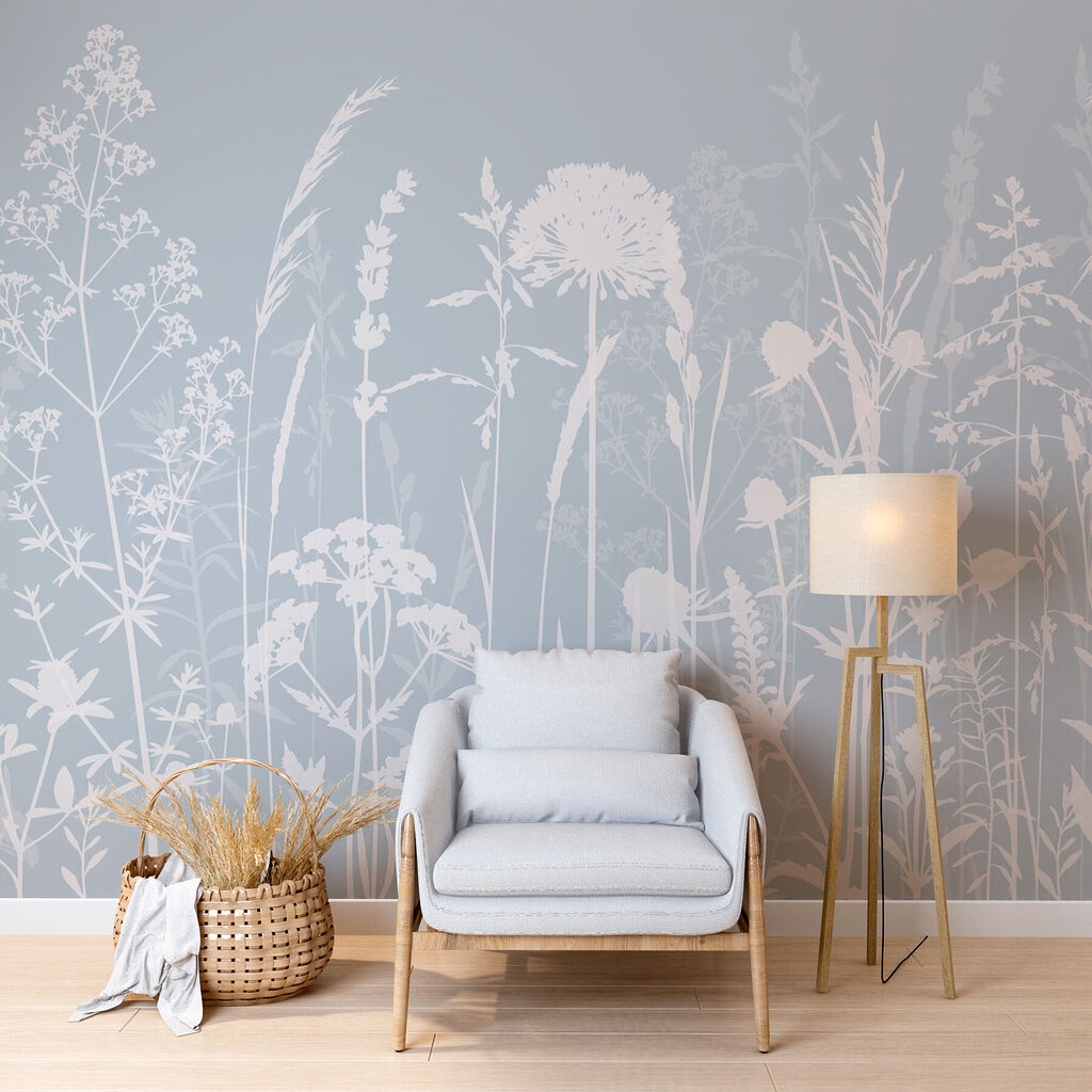 A white silhouettes of flowers