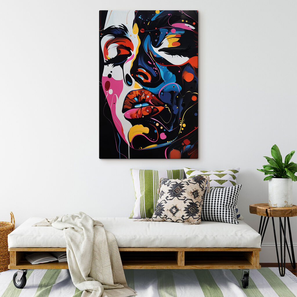 A painting of a woman's face