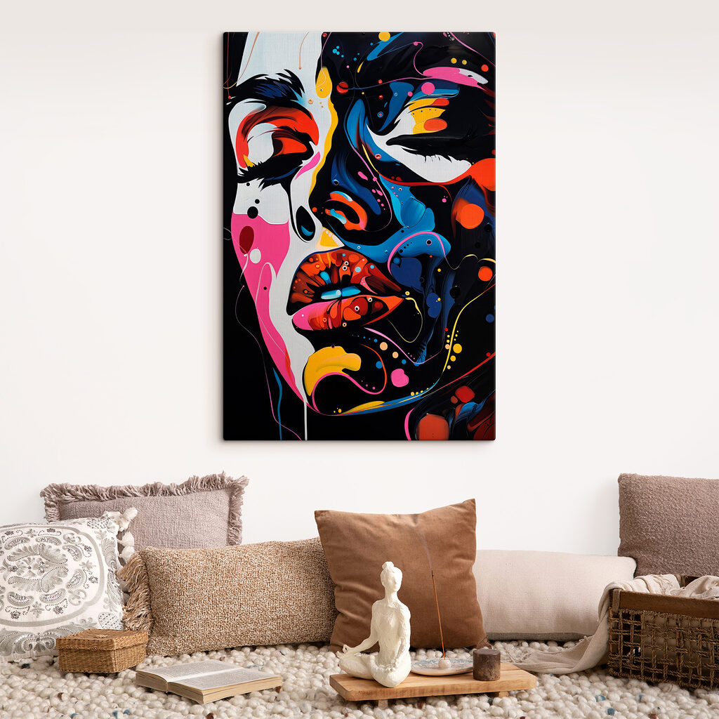 A painting of a woman's face