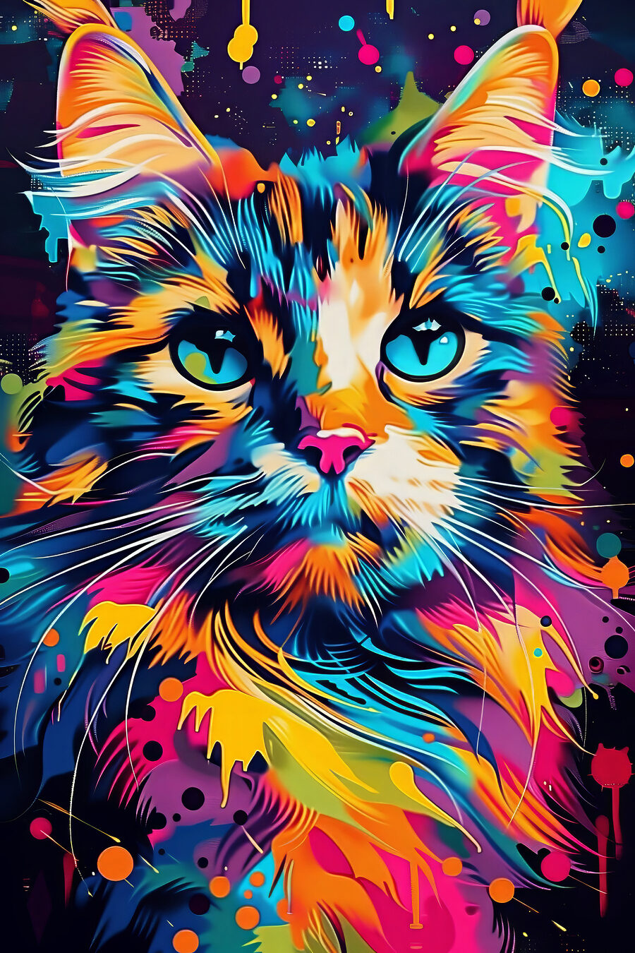 O pisică colorată cu ochi albaștri O pisică colorată cu ochi albaștri