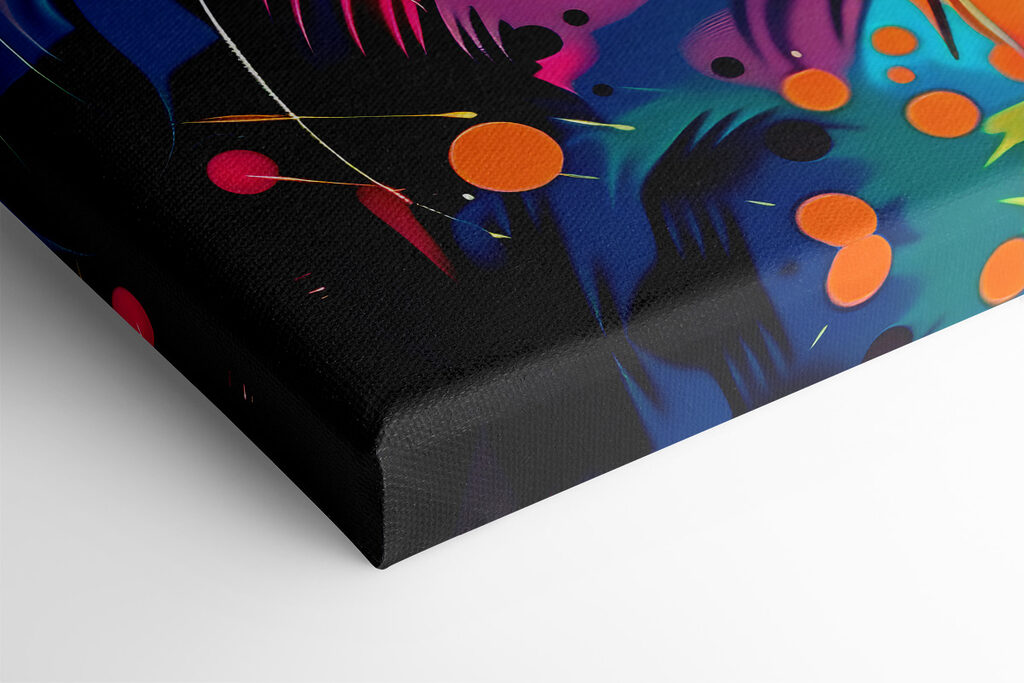 A colorful cat with blue eyes