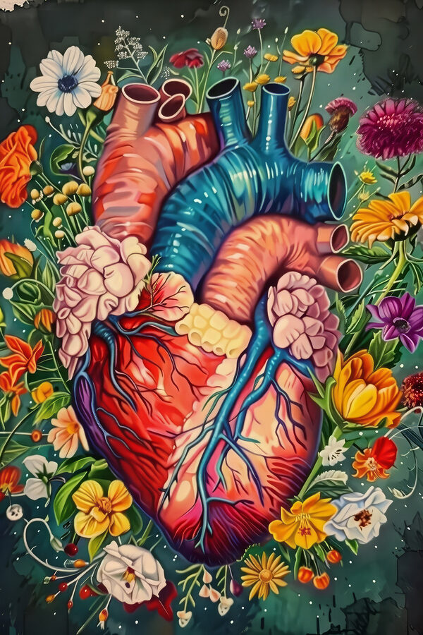 O inimă colorată cu flori O inimă colorată cu flori