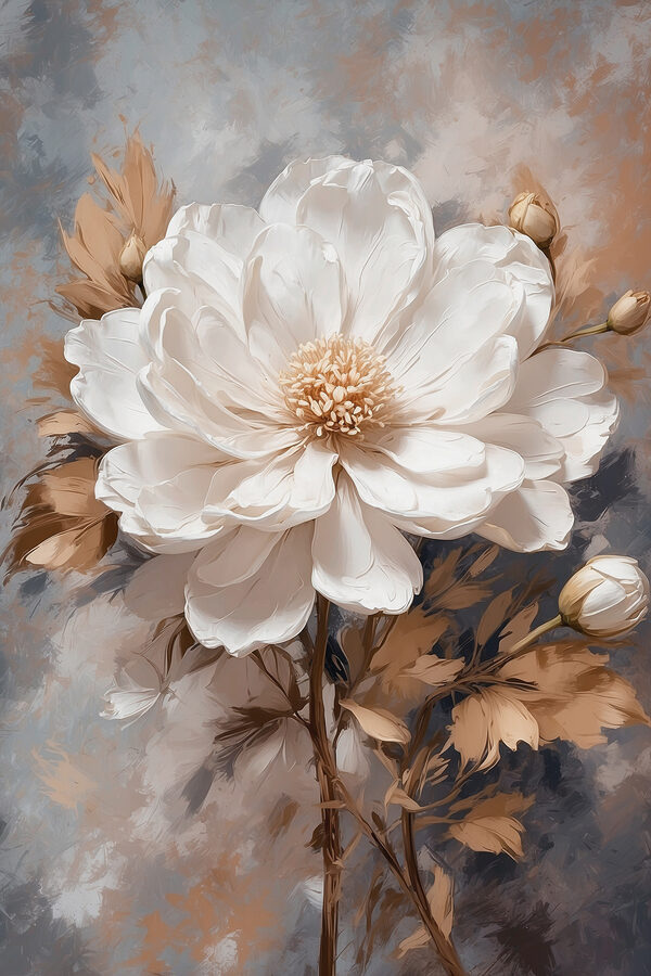 O floare albă cu frunze maro O floare albă cu frunze maro