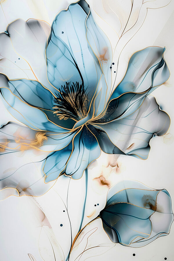 Floare albastră abstractă cu linii elegante s39348p 600x900 - Floare albastră abstractă cu linii elegante