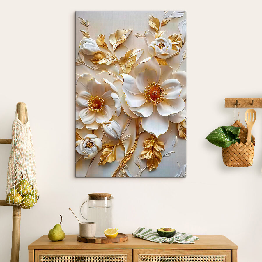 Design floral elegant cu flori albe
