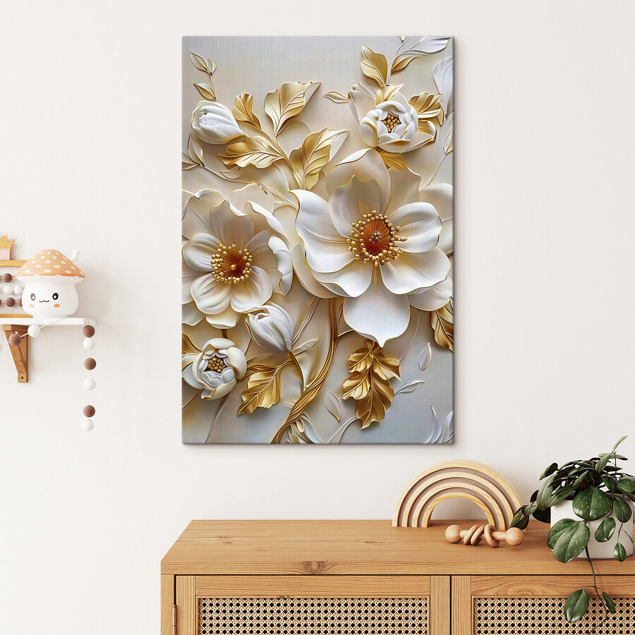 Design floral elegant cu flori albe