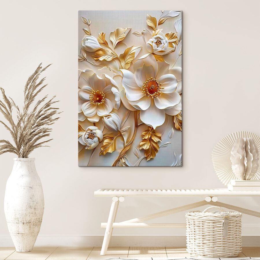 Design floral elegant cu flori albe