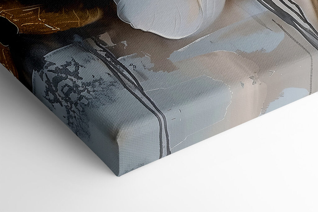 A painting of flowers on a grey background