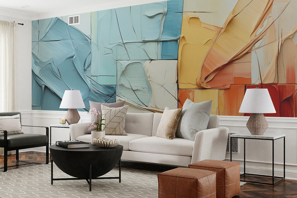 A close up of a painting