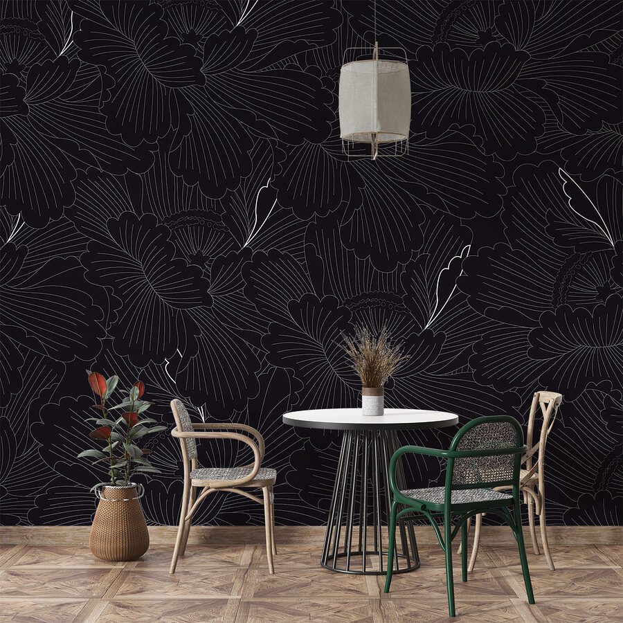 Un model floral alb-negru