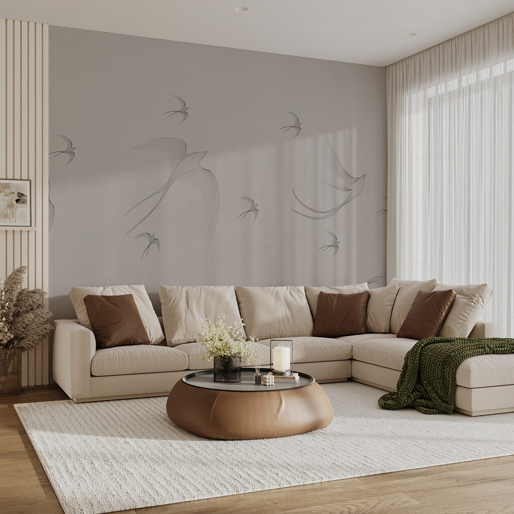 A group of birds flying