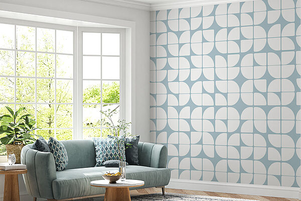 A pattern of white and blue circles A pattern of white and blue circles