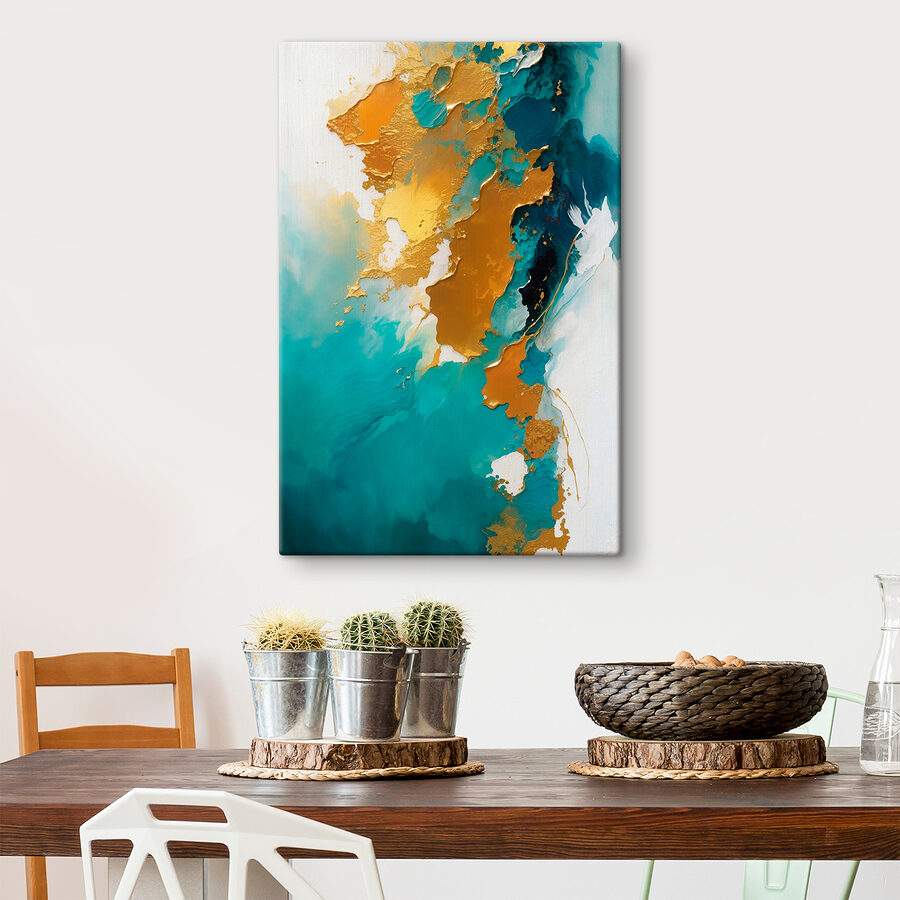 Tablouri Artă abstractă cu nuanțe vibrante de teal. - imagine 2