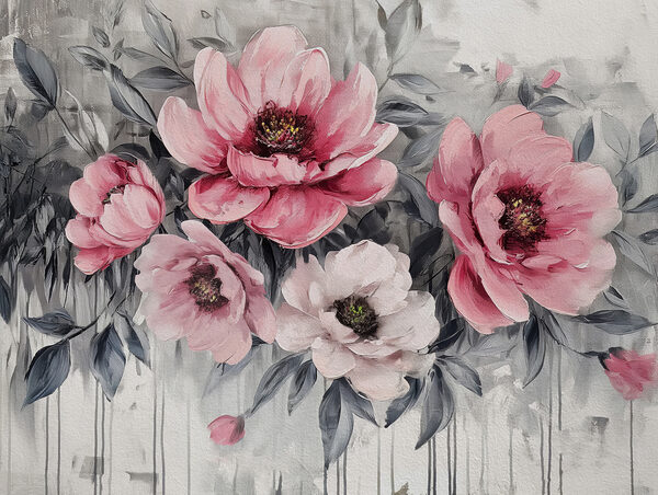 O pictură de flori roz O pictură de flori roz