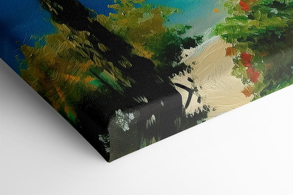 A painting of a boat in the water A painting of a boat in the water