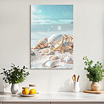 Tablouri Un grup de scoici și stele de mare pe nisip