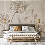 Fototapet Desen de păpădii și grâu