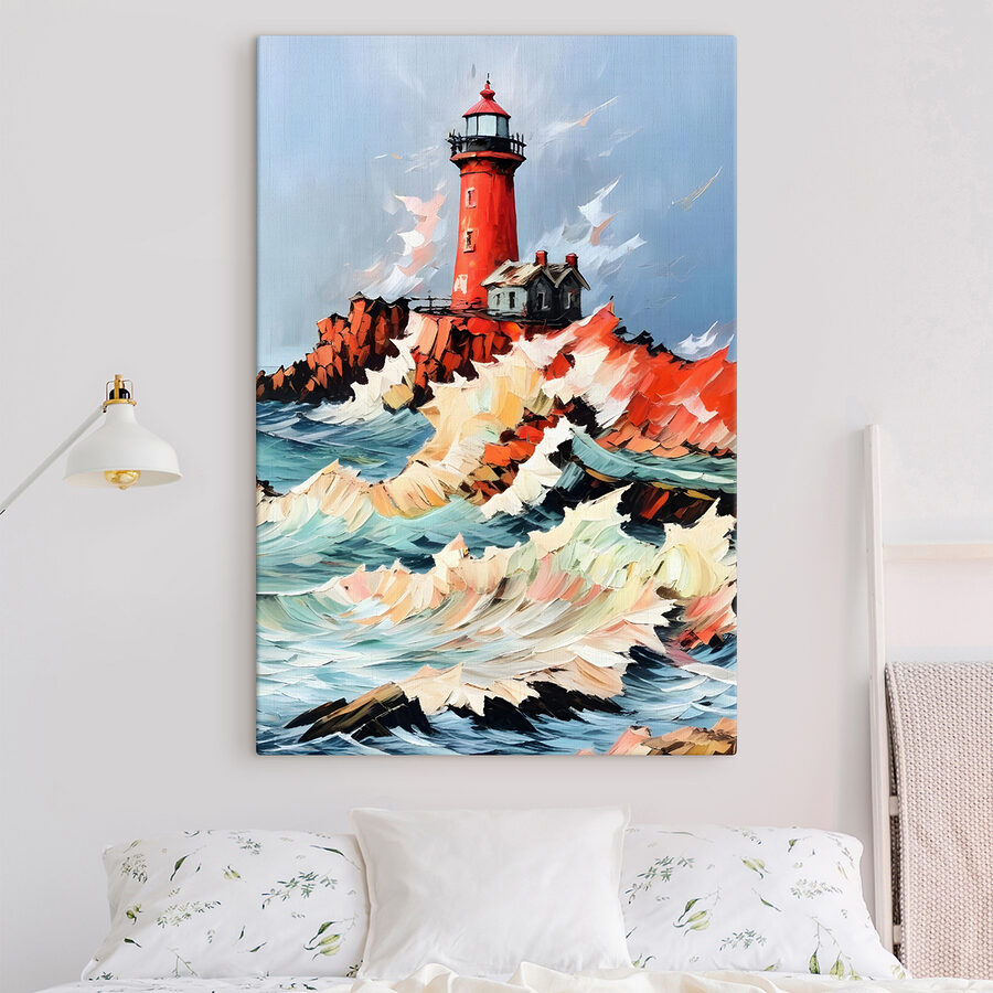 Pictura unui far în ocean