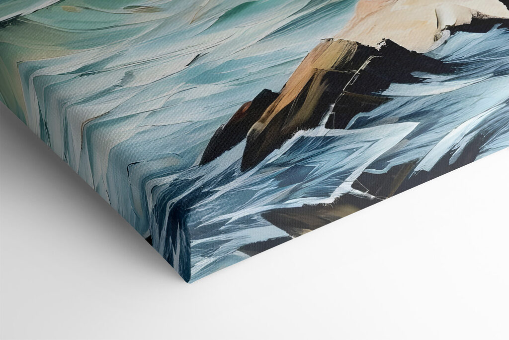 Painting of a lighthouse in the ocean Painting of a lighthouse in the ocean