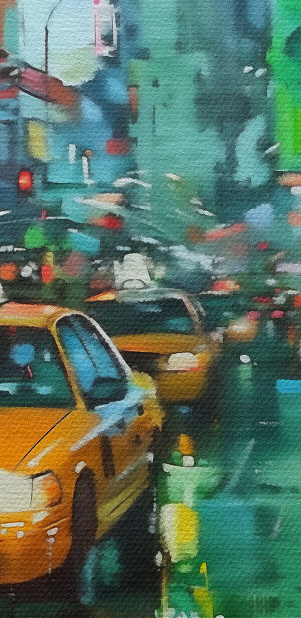 Taxiuri galbene pe o stradă umedă Taxiuri galbene pe o stradă umedă