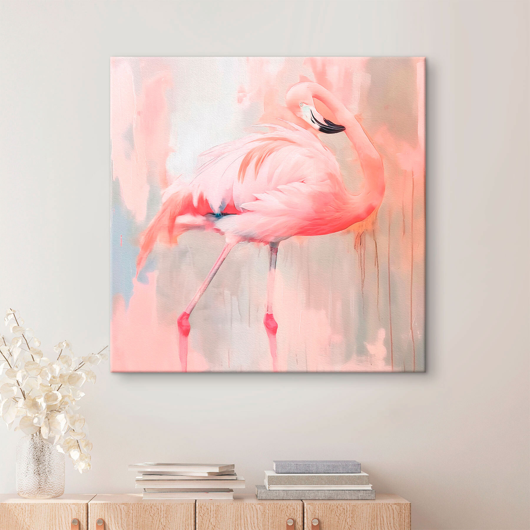 Pink flamingo with long legs