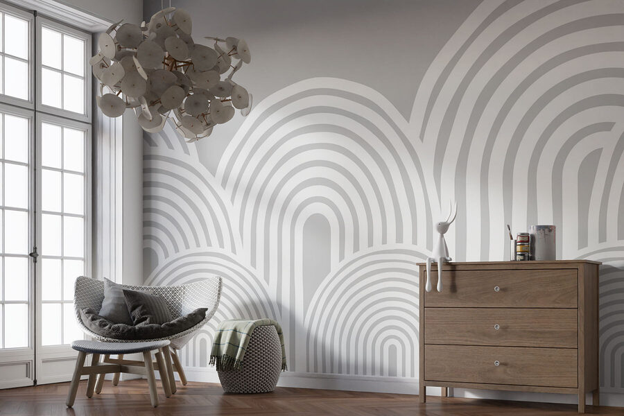 White and gray background with curved lines White and gray background with curved lines