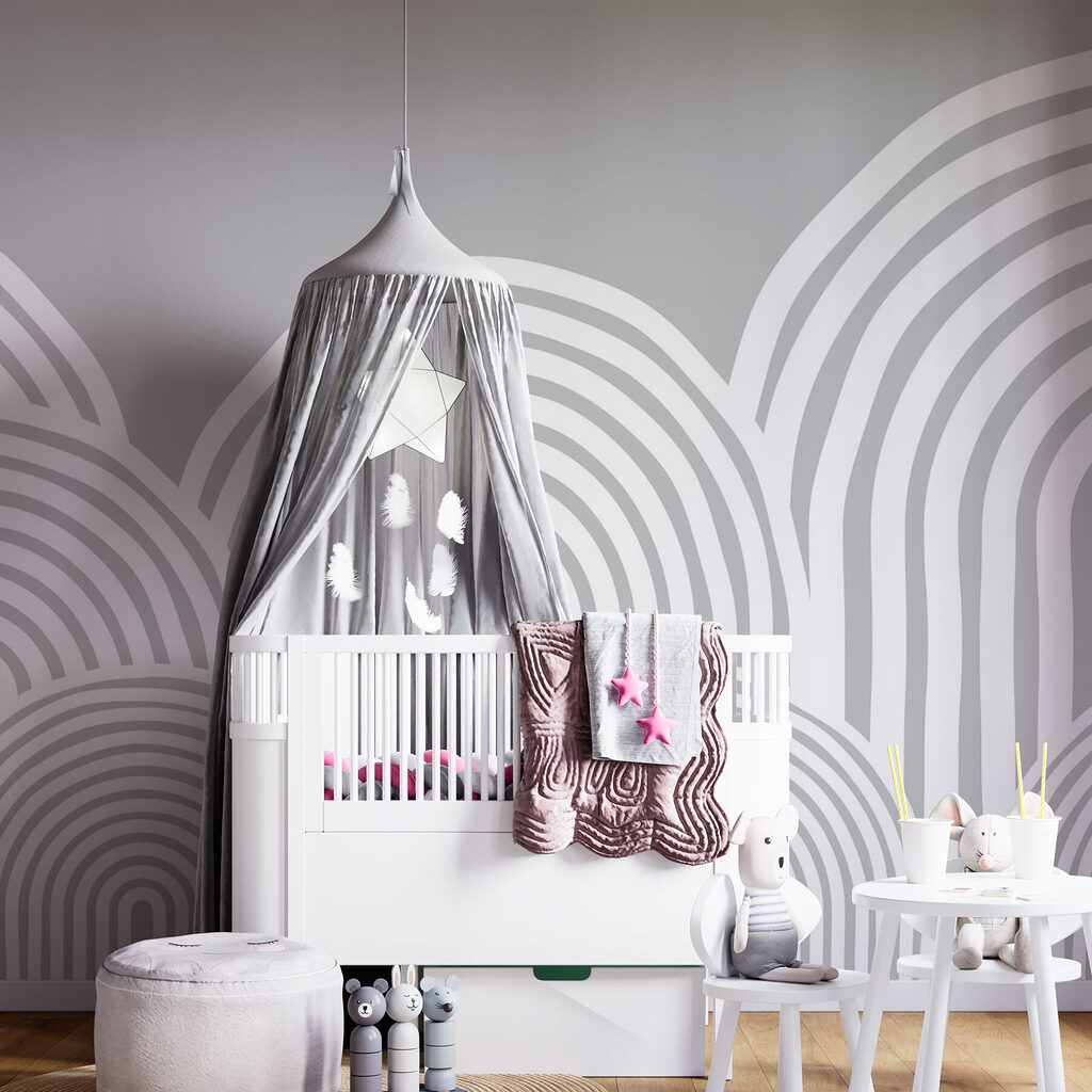 White and gray background with curved lines