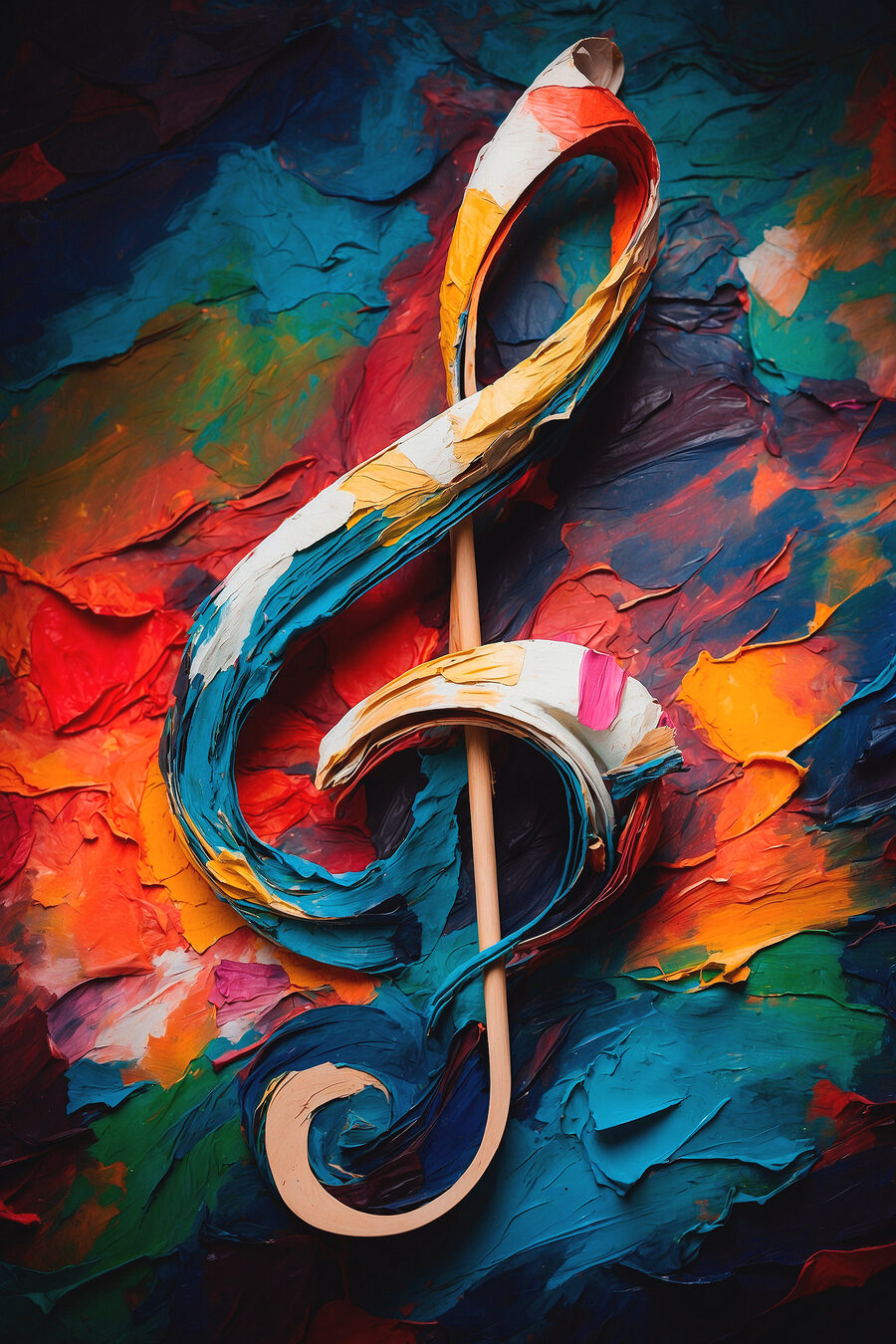 Clef de sol pictat colorat