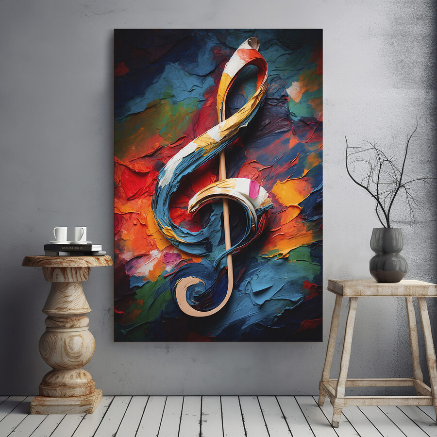 Clef de sol pictat colorat