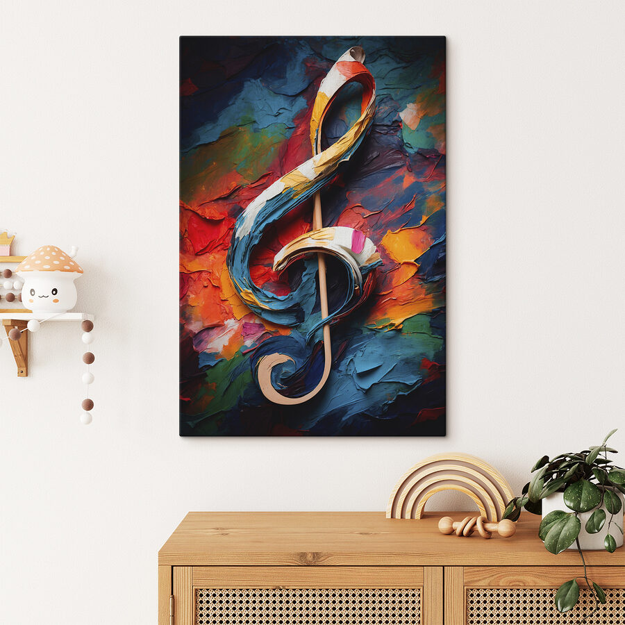 Clef de sol pictat colorat