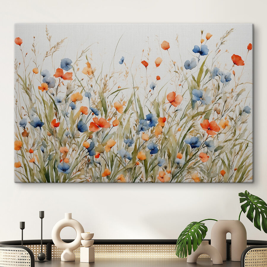 Pictura de flori și iarbă Pictura de flori și iarbă