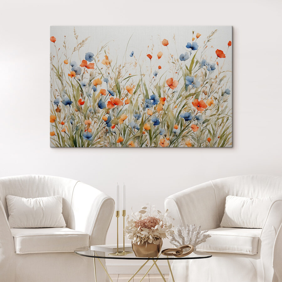 Pictura de flori și iarbă Pictura de flori și iarbă