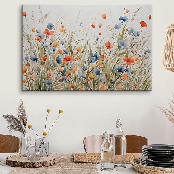 Pictura de flori și iarbă Pictura de flori și iarbă