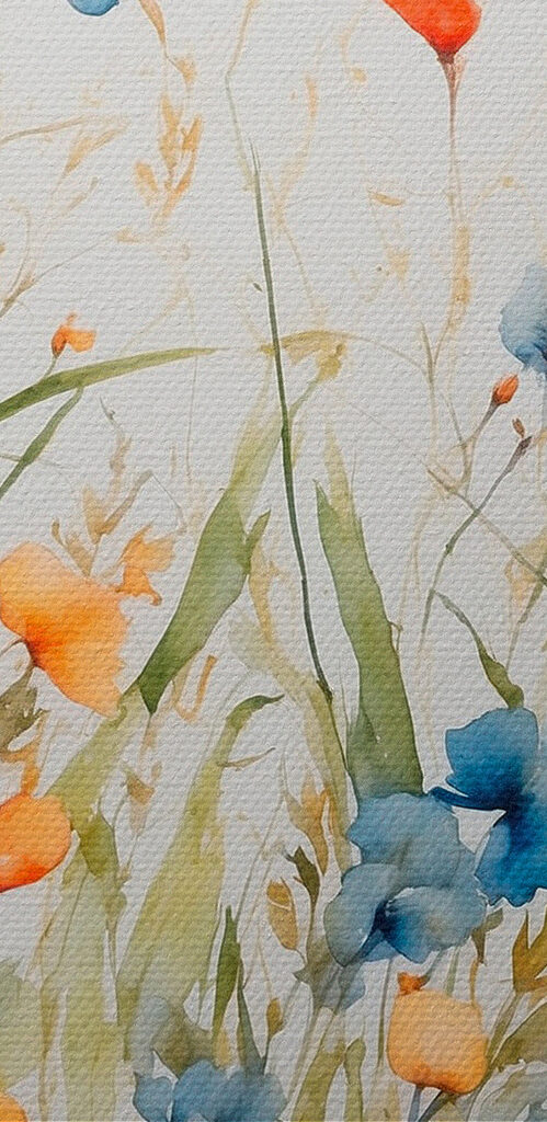 Painting of flowers and grass