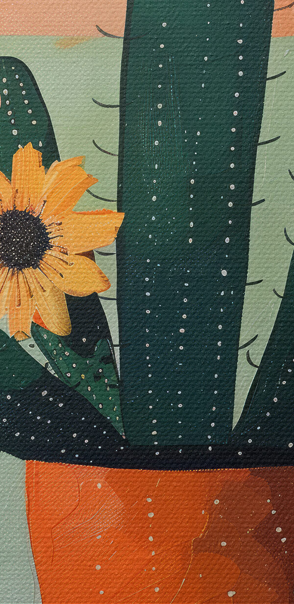 Pictura unui cactus cu flori într-o oală Pictura unui cactus cu flori într-o oală