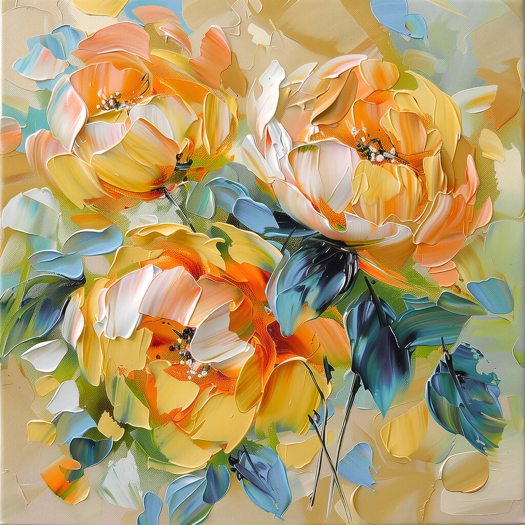 Painting of flowers on a canvas