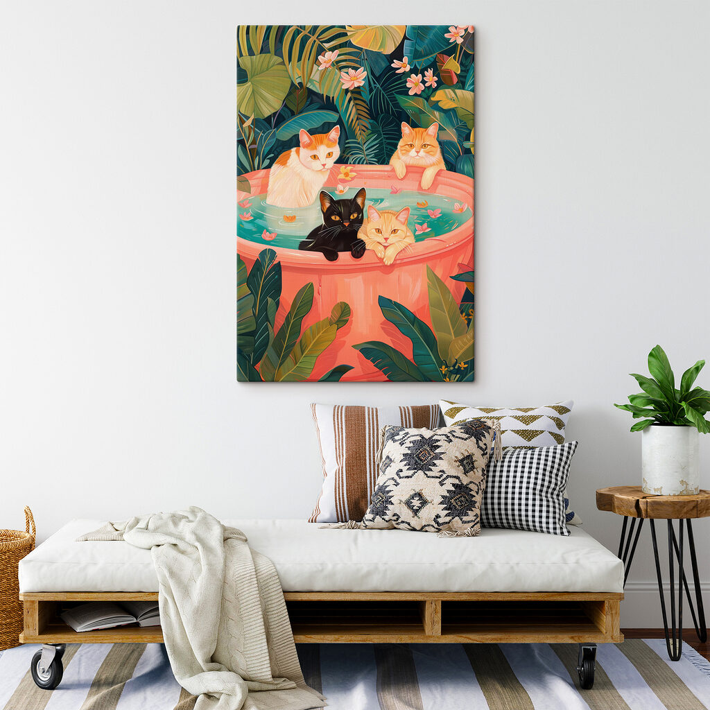 Cats in a tub of water