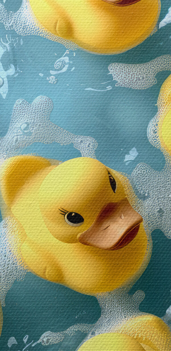 Group of yellow rubber ducks in a pool