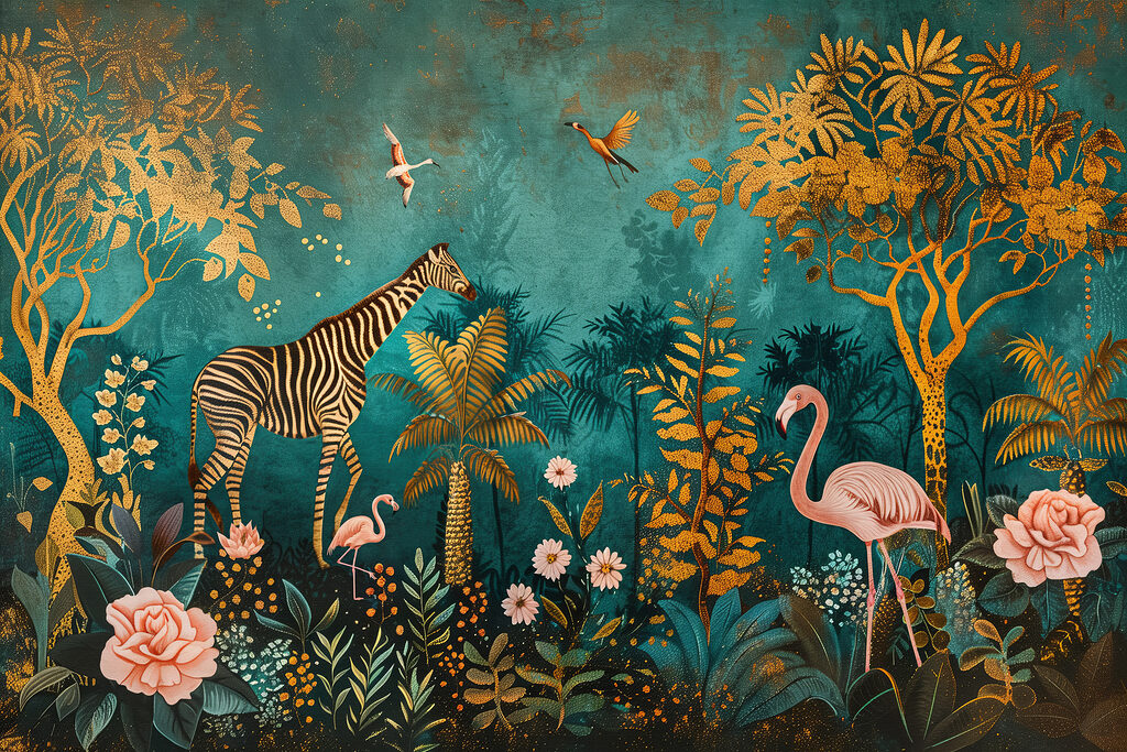Painting of animals in a jungle
