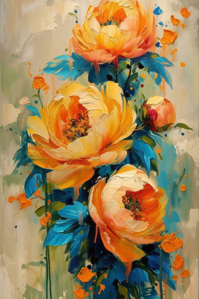 Painting of flowers on a canvas Painting of flowers on a canvas