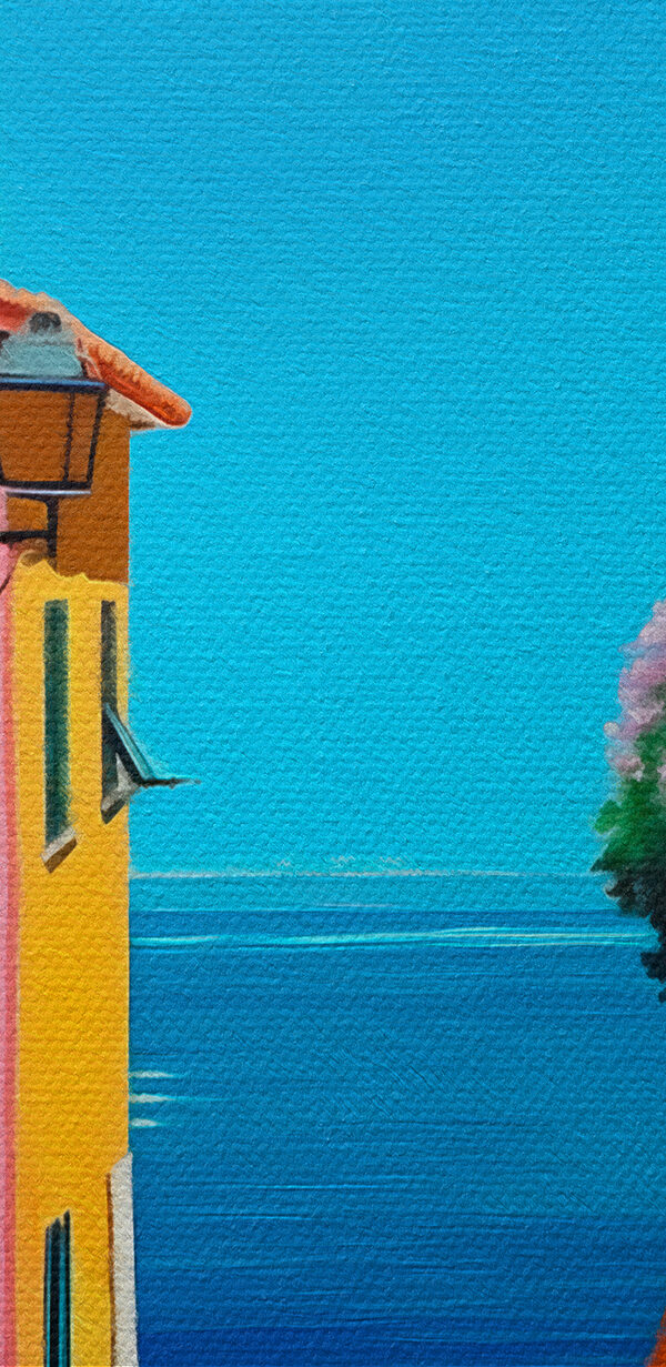 Clădiri colorate și un corp de apă Clădiri colorate și un corp de apă