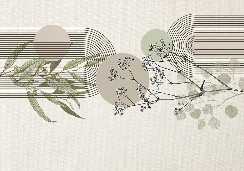 Design botanic cu elemente abstracte. Design botanic cu elemente abstracte.