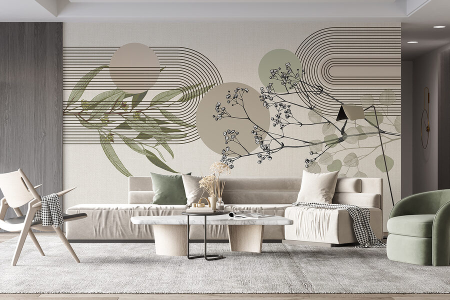 Design botanic cu elemente abstracte. Design botanic cu elemente abstracte.