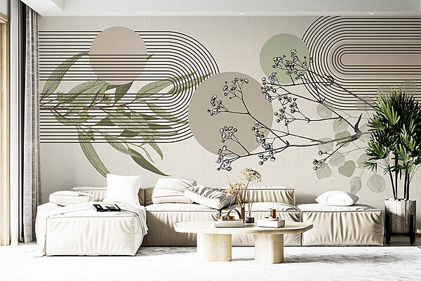 Design botanic cu elemente abstracte. Design botanic cu elemente abstracte.