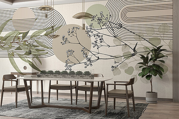 Design botanic cu elemente abstracte. Design botanic cu elemente abstracte.