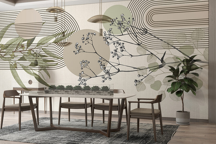 Design botanic cu elemente abstracte. Design botanic cu elemente abstracte.