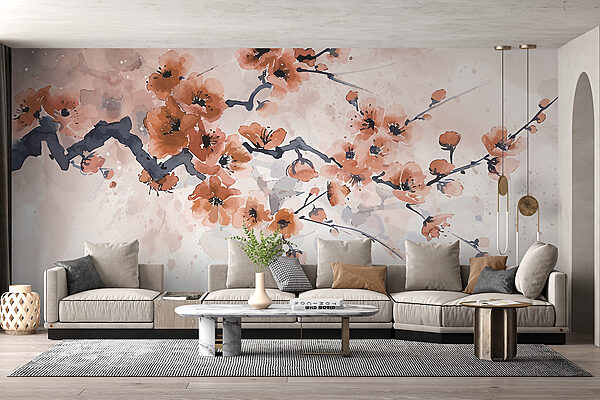Pictura unei ramuri cu flori Pictura unei ramuri cu flori