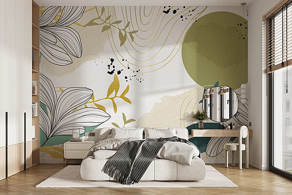 Design floral alb și verde Design floral alb și verde